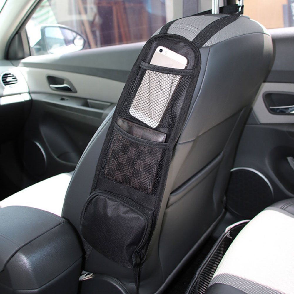 Car Seat Storage Bag Back Side Hanging With Mesh Multi-pocket Drink Holder Organizer - Image 2