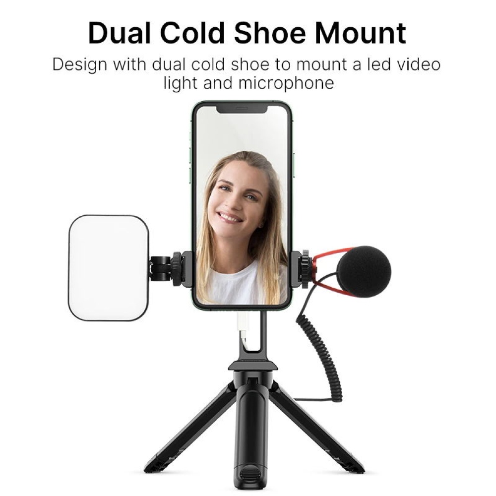 ST-18 Phone Holder Horizontal and Vertical Shooting Dual Teleprompter Stand Mount Clamp black - Image 3