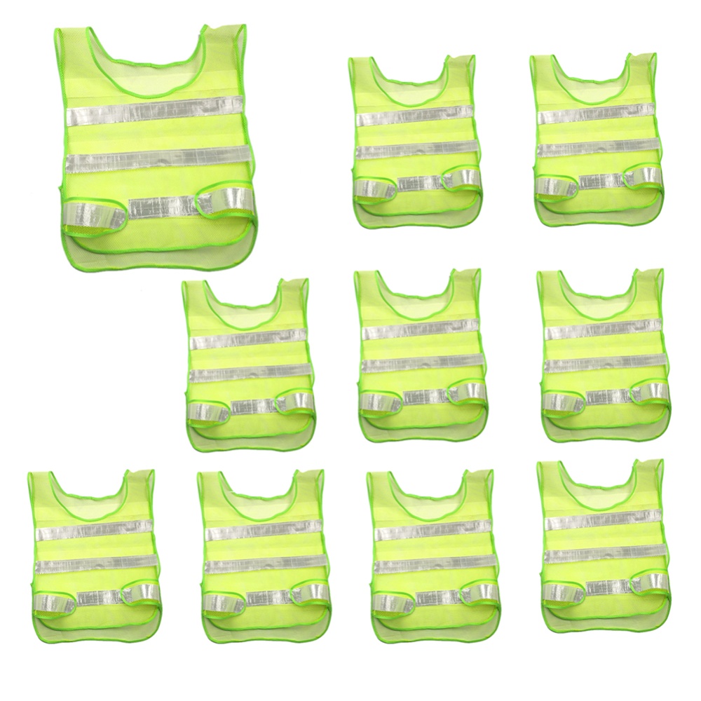 10pcs Outdoor Reflective High Visibility Safety Vests Construction Vest Orange - Image 3