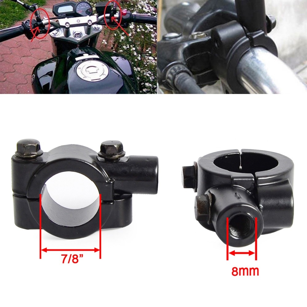 Motorcycle Handlebar Mirror Adaptor Rear View Holder Mount Bracket Clamp black - Image 2