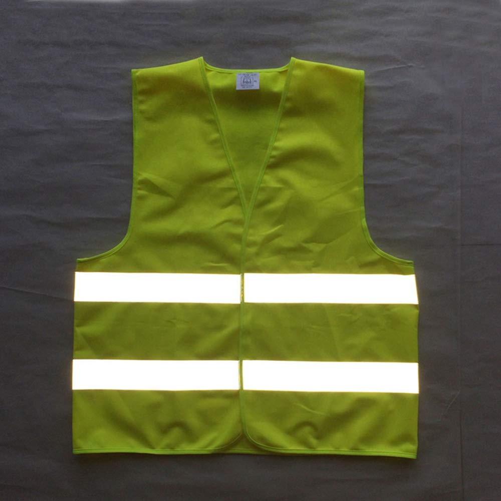 Fluorescent Green Reflective Vest Sleeveless Tops Traffic Running Safety Reflector with Stripe green - Image 2