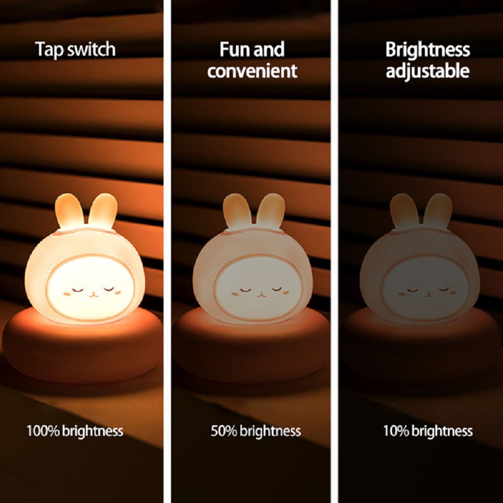 3w Cartoon Silicone Led Night Light USB Rechargeable Bedroom Bedside Lamps Christmas Gift For Girls Boys bear 3W - Image 2