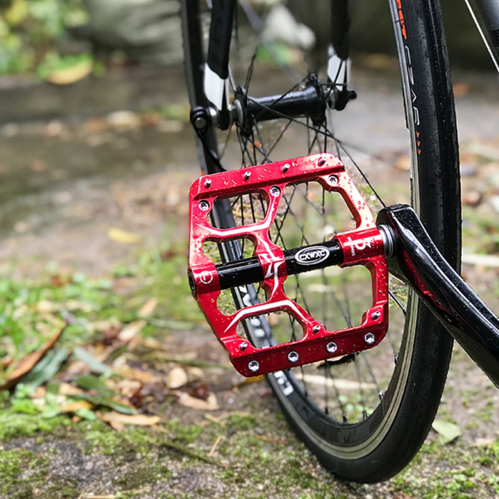 Bicycle Pedal Flat MTB Road 3 Bearings Pedals Mountain Bike Wide Platform CX-V15 red_Free size - Image 3