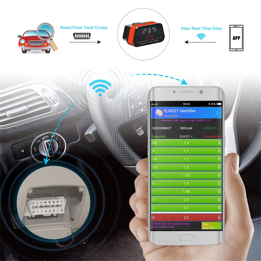 Vgate Icar 2 Wifi Version Obd2 Code Reader Icar2 Supports Obdii Protocols for Android IOS Windows White Black - Image 3