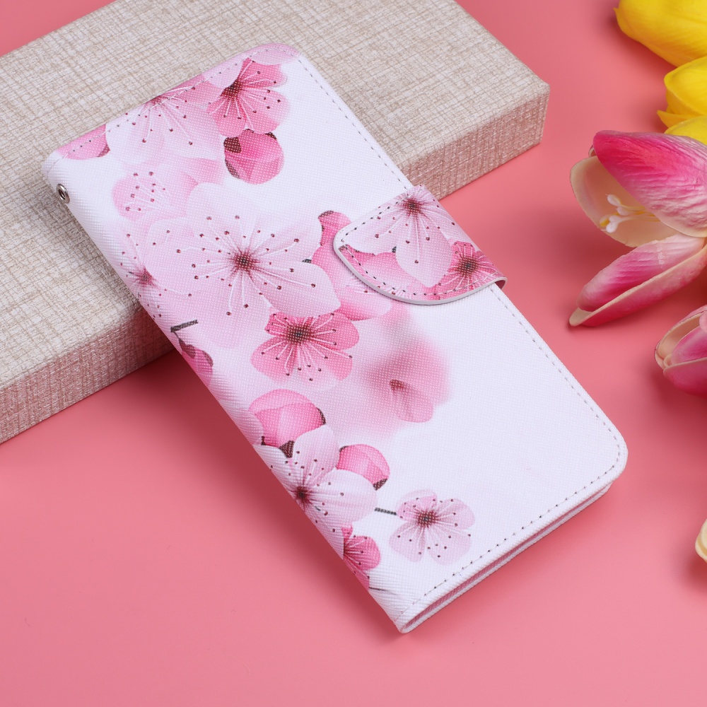 For Samsung A10S/A20S Smartphone Case PU Leather Phone Shell Lovely Cartoon Pattern Card Slots Overall Protection peach blossom - Image 3