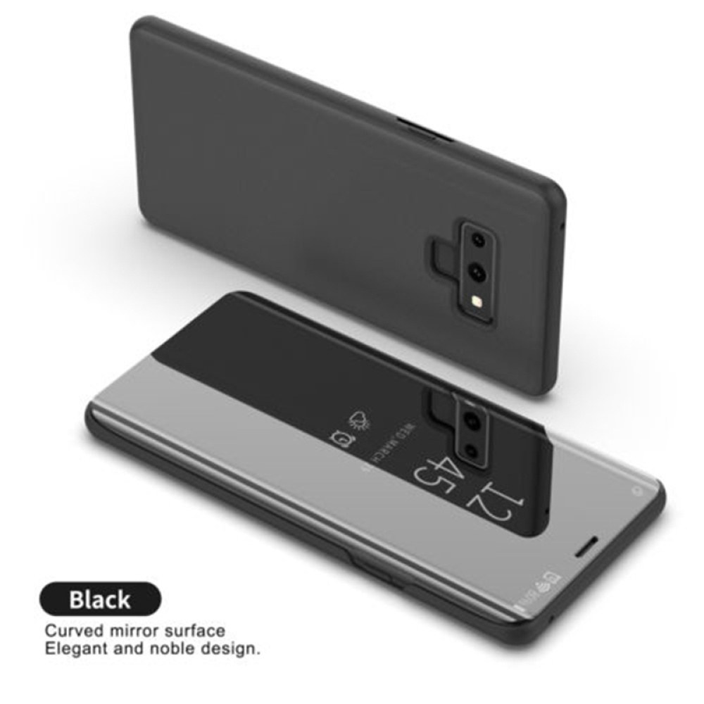 For Samsung Galaxy Note 9 Luxury Mirror View Flip Case Stand Shockproof Cover black - Image 3