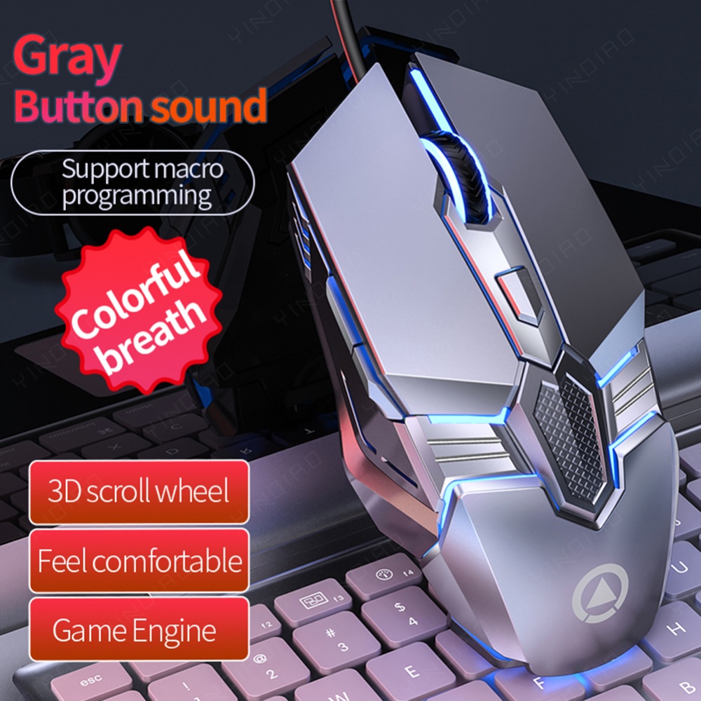 3200DPI Adjustable Usb Glowing Wired G12 Mouse Game Macro Programming Computer Optical 6 Keys Gaming White silent version - Image 3