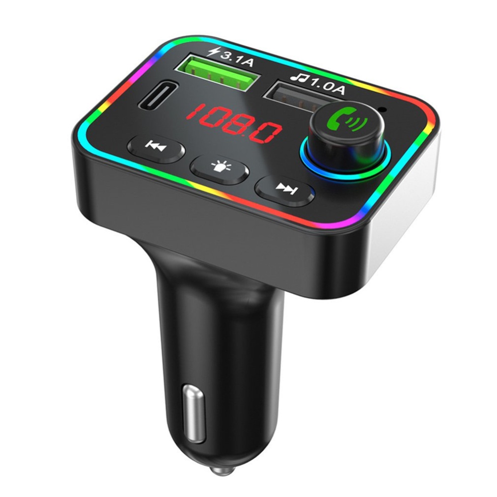 Usb Car Charger FM Transmitter Bluetooth 5.0 Black - Image 2