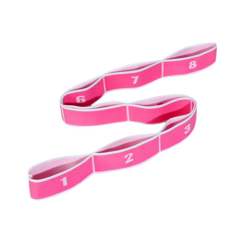 High Elastic Yoga Fitness Resistance Band 8-Loop Training Strap Tension Exercise Stretching for Sports Dancing Pink white - Image 2