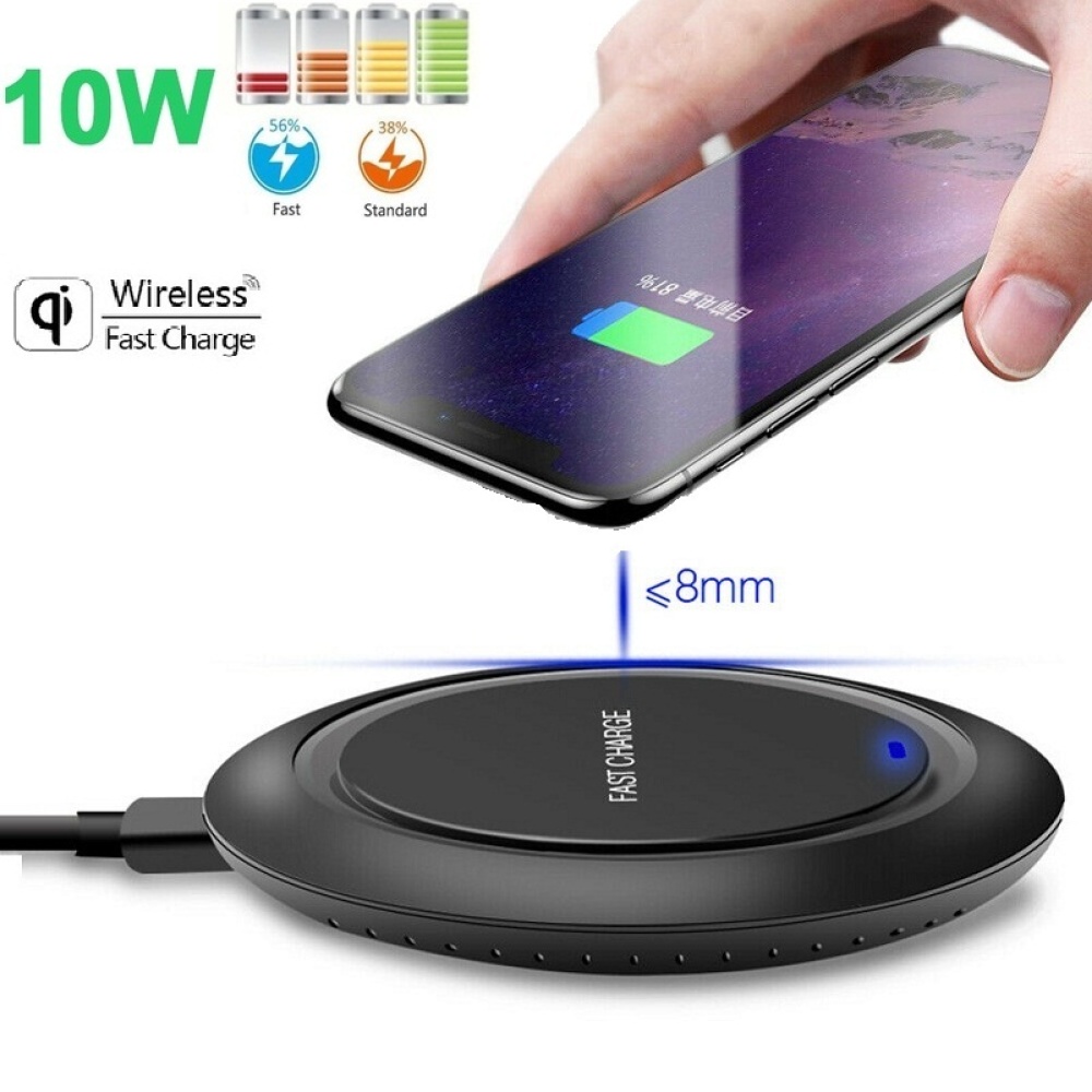 For Samsung S10+/e S8/S9 Plus Fast Wireless Charger 10W Quick Charging Pad Mat black - Image 3