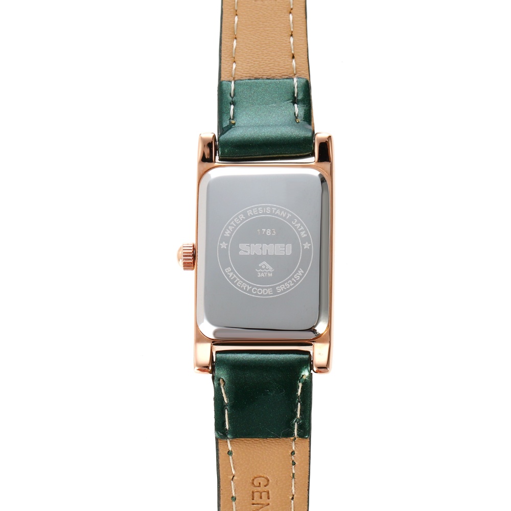 SKMEI Women Quartz Watch Square Small Dial Leather Band Waterproof Roman Numeral Wristwatches Gifts For Student green - Image 2