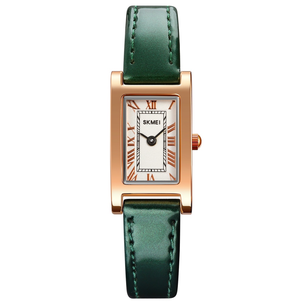 SKMEI Women Quartz Watch Square Small Dial Leather Band Waterproof Roman Numeral Wristwatches Gifts For Student green - Image 3