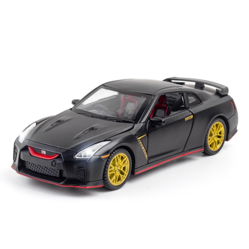 Car Model Decoration Toy Simulation 1:32 Gtr Sports Sound Light Ornaments Red - Image 3