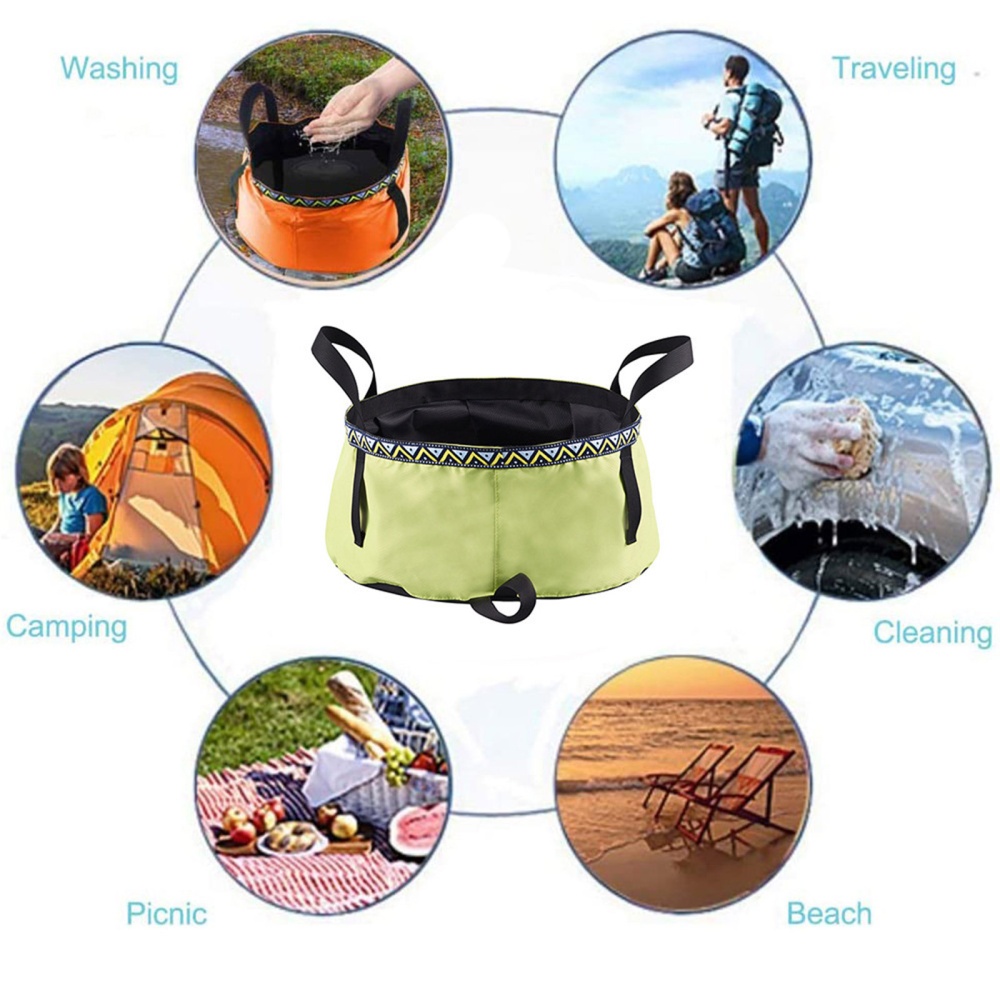 Portable Bucket Double-layer Folding Washbasin Laundry Basin Footbath Fishing For Outdoor Camping 12L Orange - Image 3