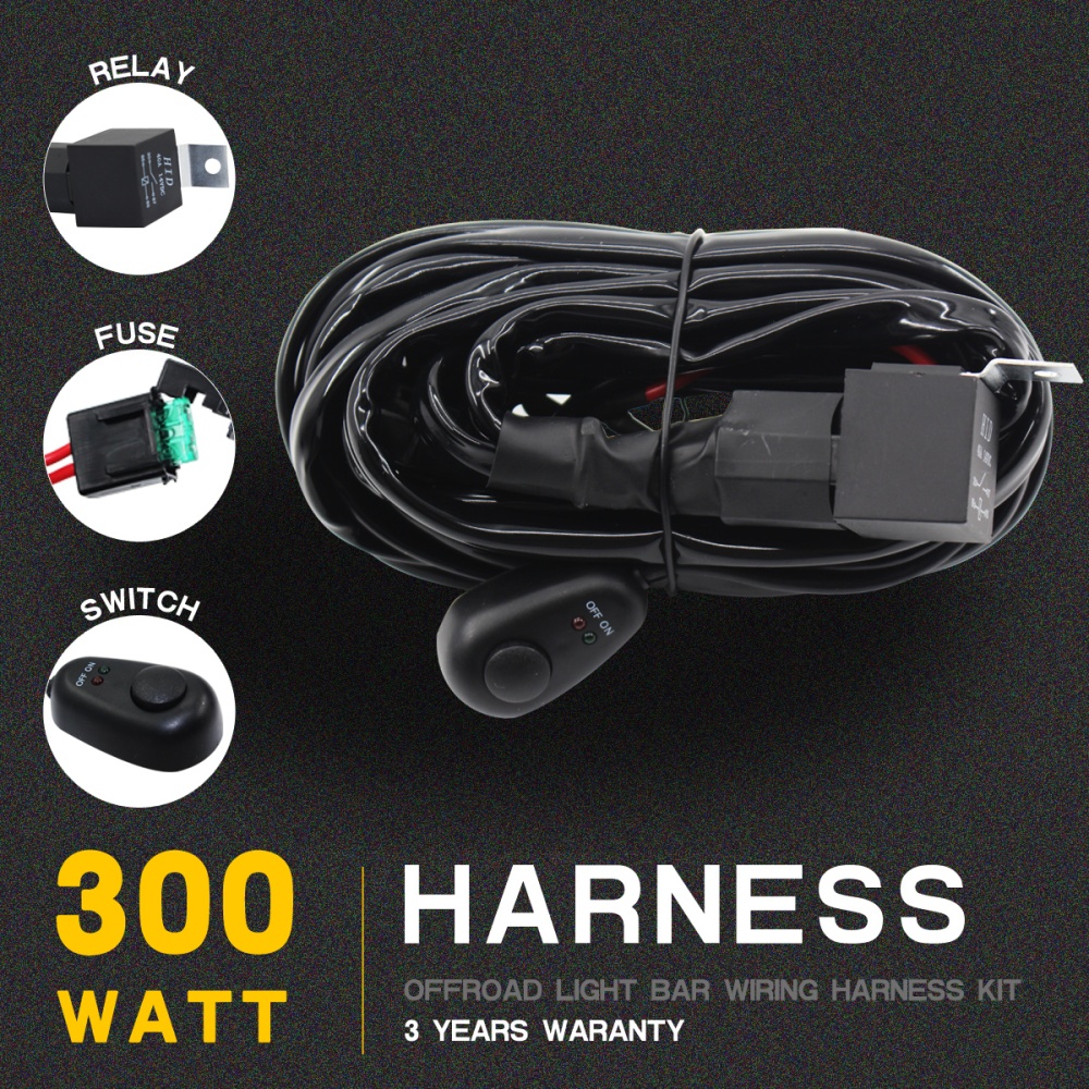 Wiring Harness Kit Single LED Light Bar Wire Switch Line 1 to Car black - Image 3