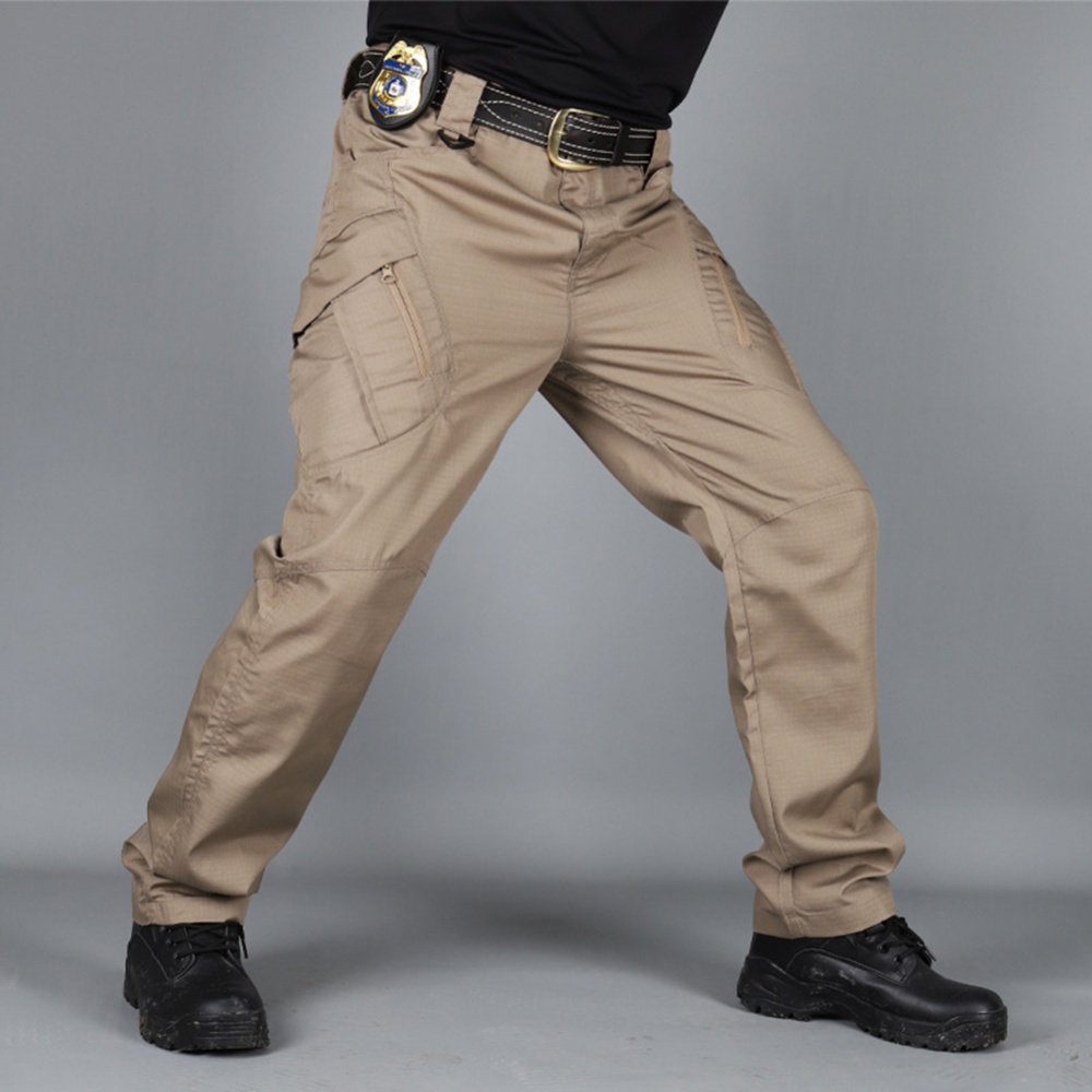 Men Tactical Pants For Solid Color Large Size Waterproof Trousers Outdoor Training Mountaineering IX9 Khaki 3XL - Image 2