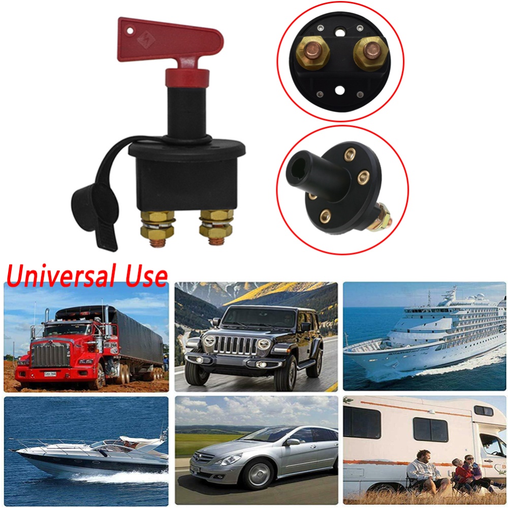 Auto Knob Switch Car Battery Disconnect Safety Kill Cut-off Brass Terminals Cut Off Red black - Image 3