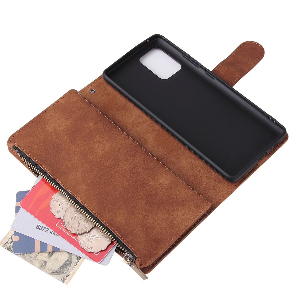 For Samsung S10 Lite 2020 Mobile Phone Case Wallet Design Zipper Closure Overall Protection Cellphone Cover 4 brown - Image 3