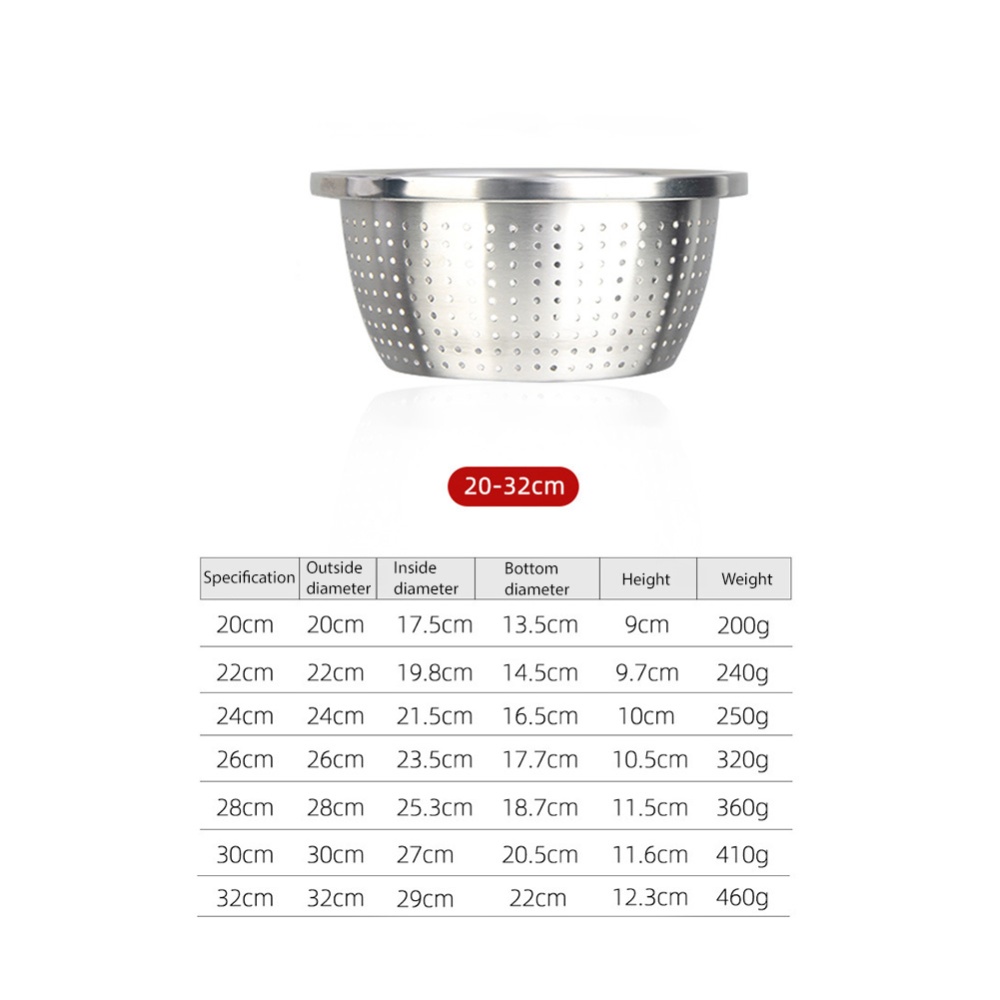 Thicken Colander Strainer Basin Cooker Utensil Mixing Bowl Kitchen Tool Rice Sieve Fruit Washing 304 stainless steel rice sieve - Image 2