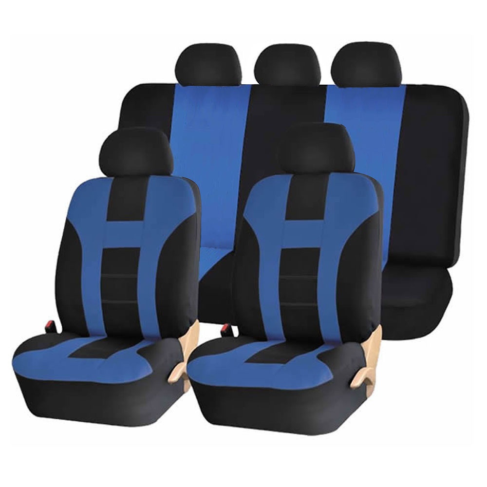 9pcs/4pcs Universal Classic Car Seat Cover Fashion Style Black + red 4pcs/ set - Image 2