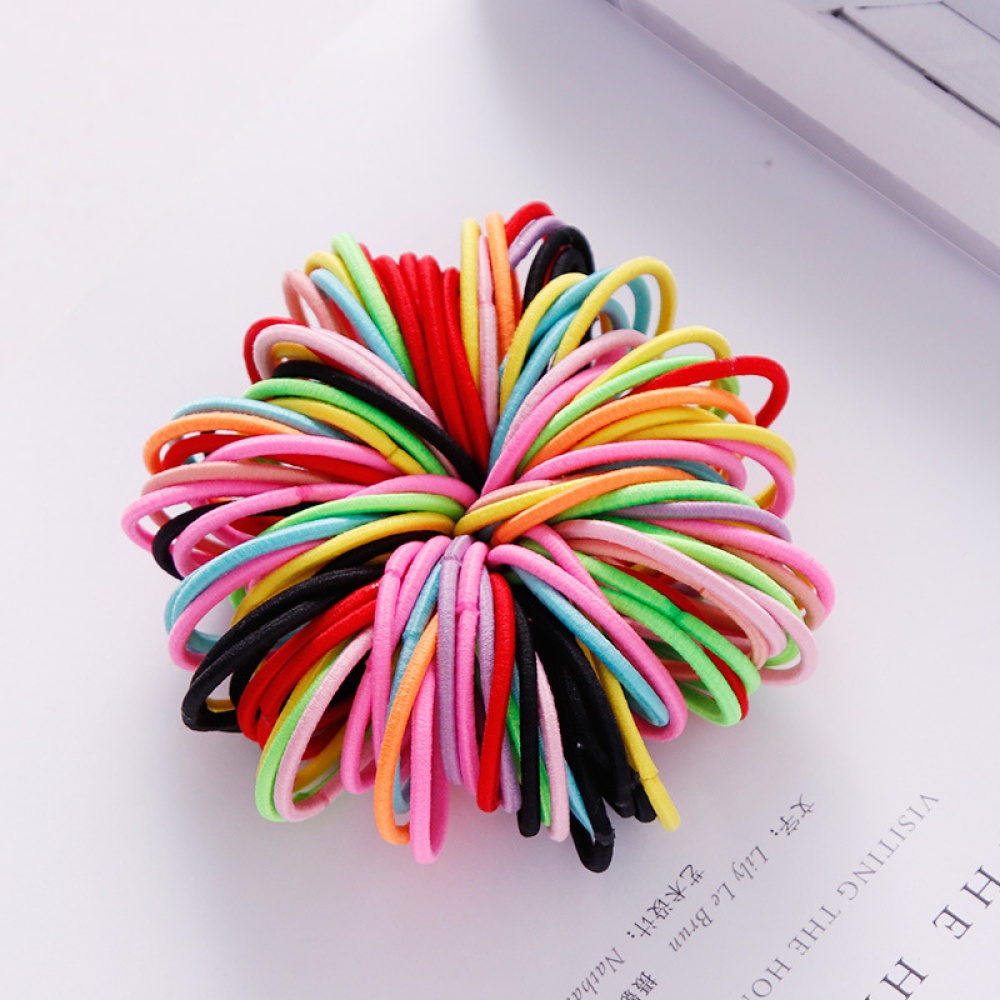 100 Pcs Hair Rope Cute Elastic Ring Headband for Girls red - Image 2