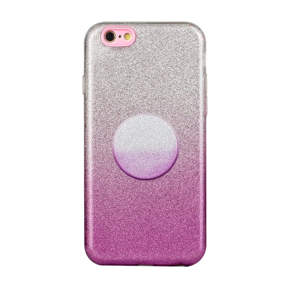 For iphone 6/6S/6 plus/6S plus/7/8/SE 2020 Phone Case Gradient Color Glitter Powder Cover with Airbag Bracket Pink - Image 3