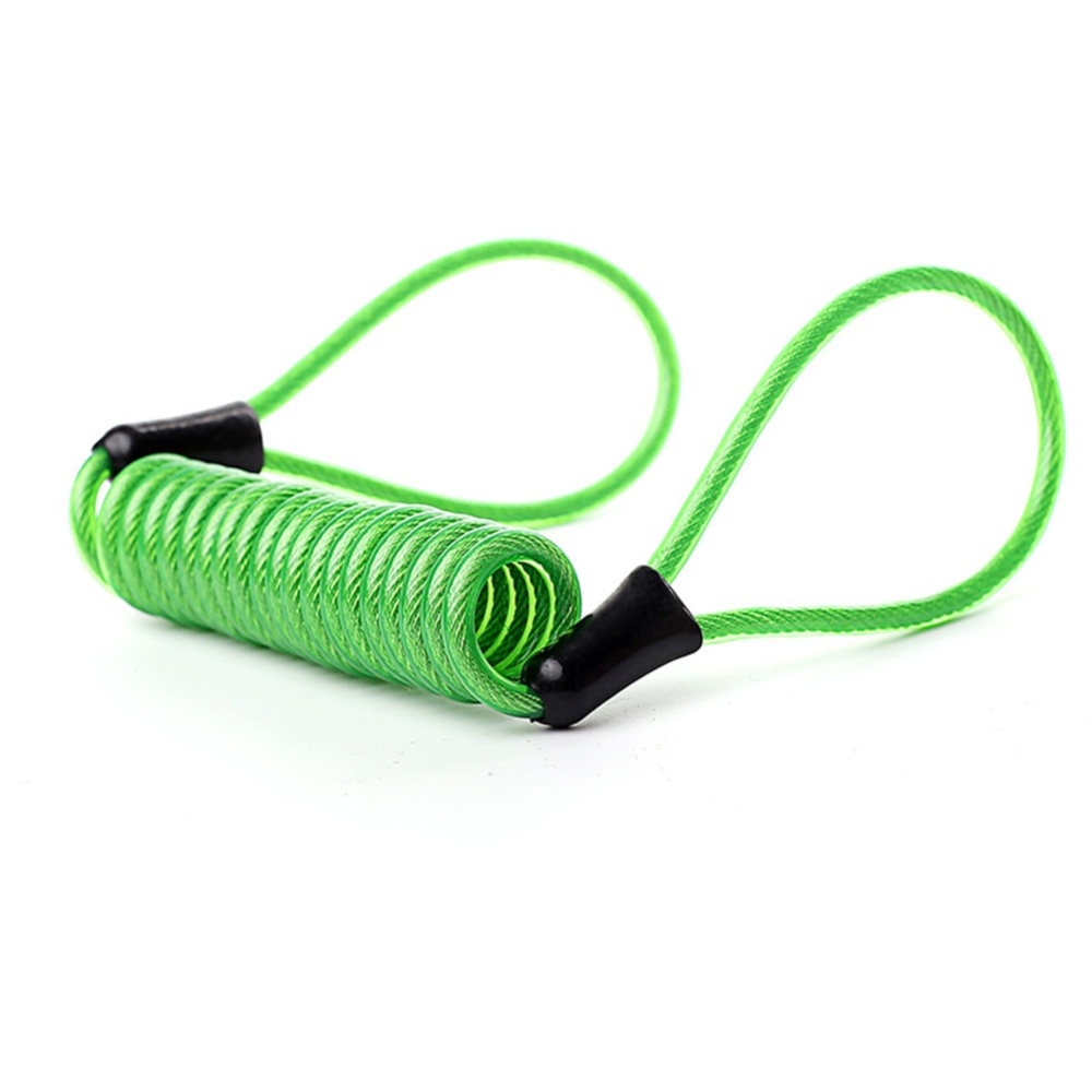 Wire Rope Spring Retractable Colorful Rubber Coating Portable Safety Elastic Motorcycle Helmet Anti-theft 1.2Meter green - Image 2