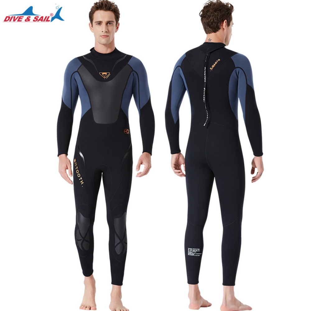 3MM Diuving Suit Men Wet-type Siamese Warm Long Sleeve Cold-proof WInter Surfing Swimwear black_M - Image 3