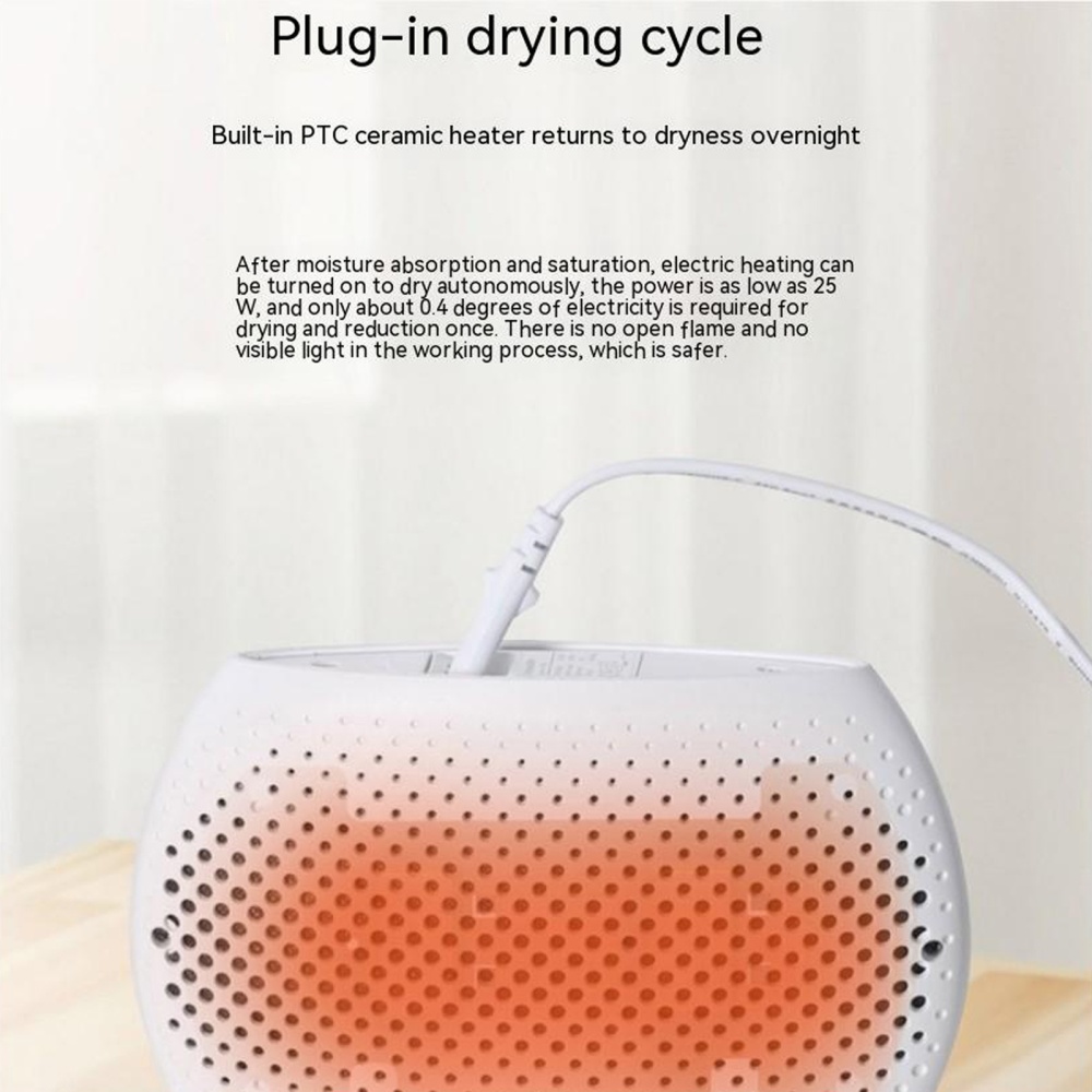 Household Mini Dehumidifier Built-in Ptc Ceramic Heater No Heat Charging Smart Silent Home Air Dryer White US Plug - Image 3