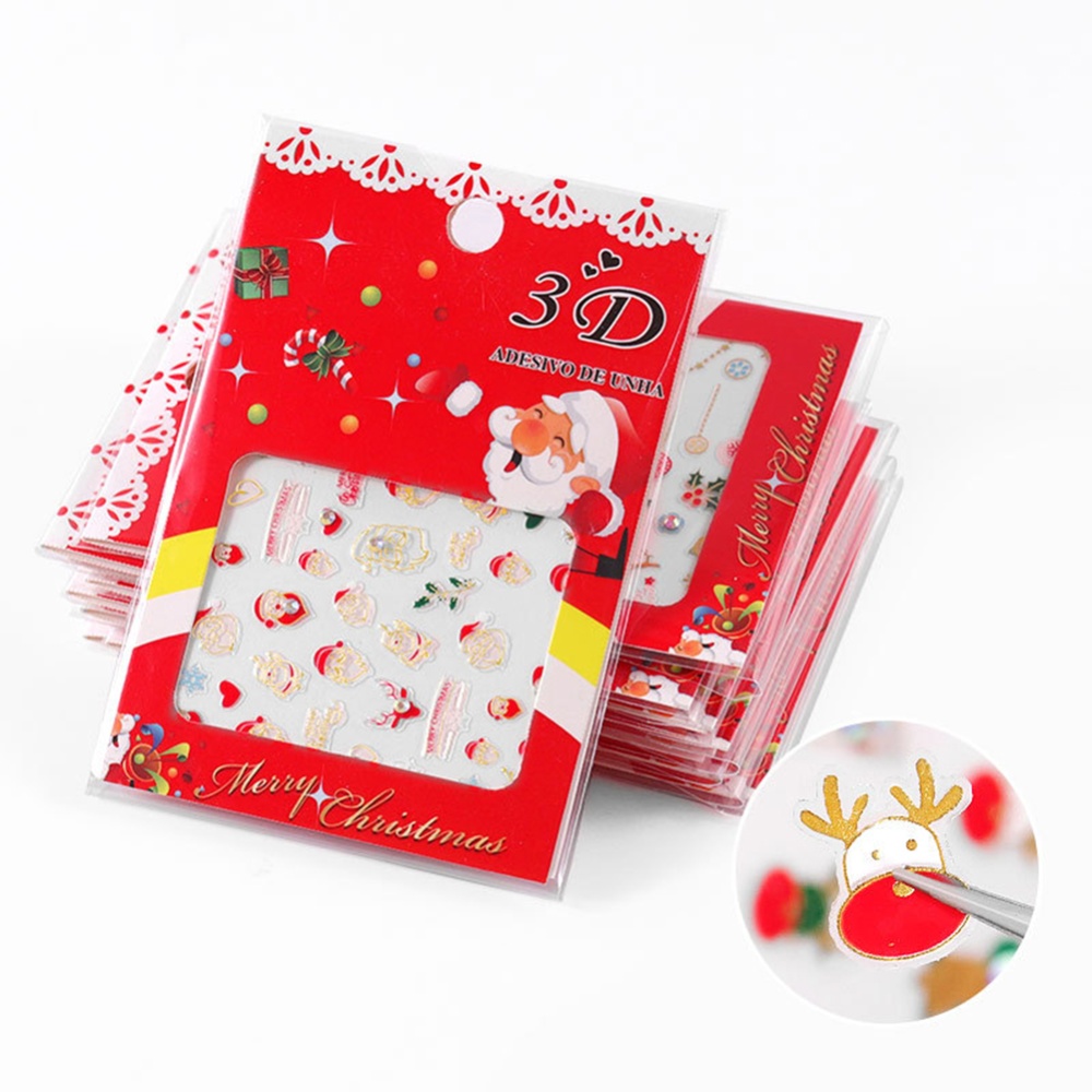 Nail sticker Cartoon   Series Art With Diamond Stickers 3d Santa Snowflake Decoration 3D model with diamond sticker-03 - Image 3