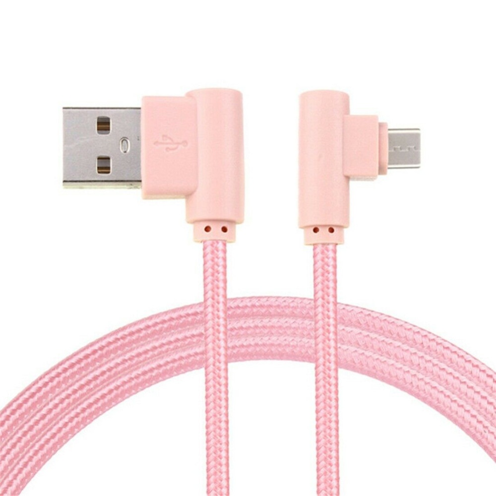 Braid USB Nylon Charging Cable L Shape Line for Type-c Android Xiaomi micro gold - Image 2