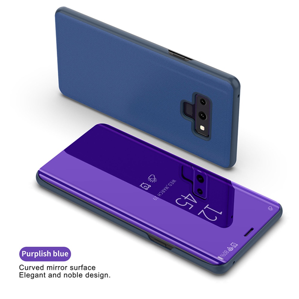 For Samsung Galaxy Note 9 Luxury Mirror View Flip Case Stand Shockproof Cover purple - Image 3