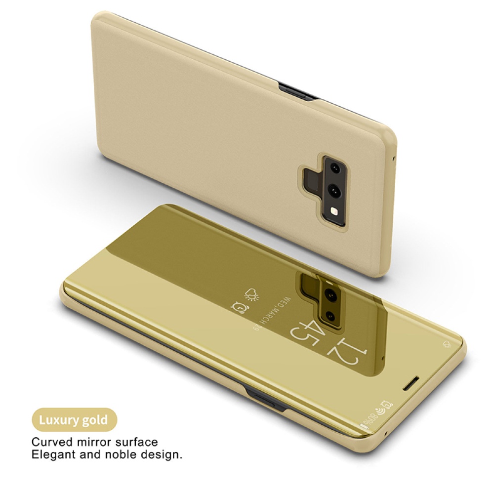 For Samsung Galaxy Note 9 Luxury Mirror View Flip Case Stand Shockproof Cover gold - Image 3