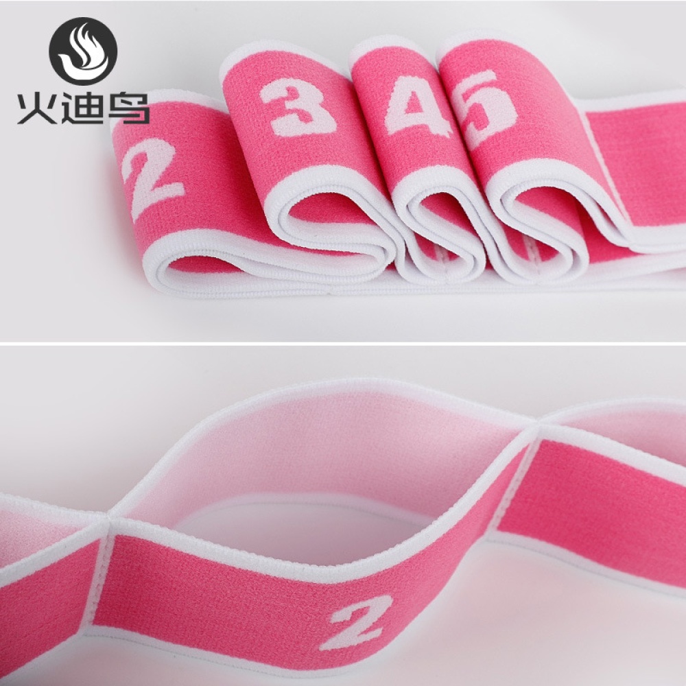 High Elastic Yoga Fitness Resistance Band 8-Loop Training Strap Tension Exercise Stretching for Sports Dancing Pink white - Image 3