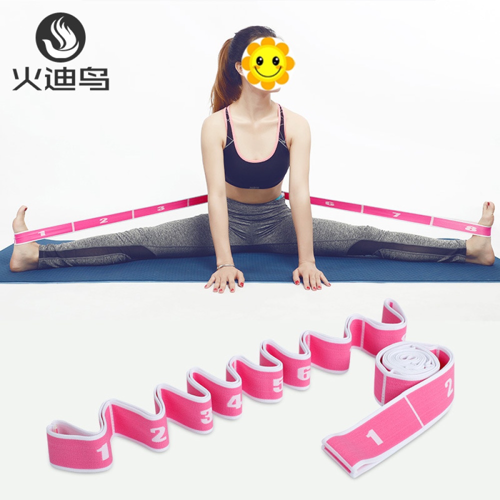 High Elastic Yoga Fitness Resistance Band 8-Loop Training Strap Tension Exercise Stretching for Sports Dancing Yellow black - Image 2