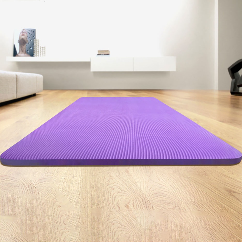 10mm Extra Thick Yoga Mat Non-slip High Density Anti-tear Fitness Exercise Mats With Carrying Strap purple - Image 3