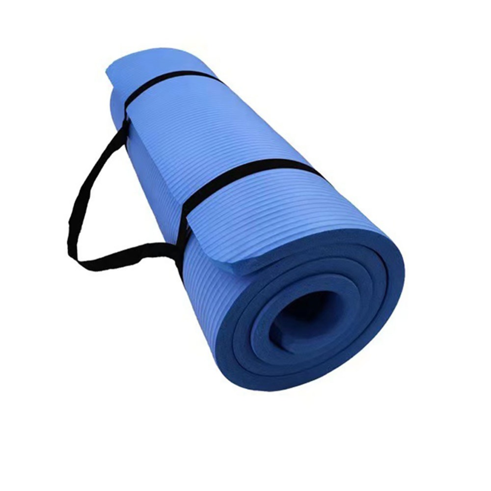 10mm Extra Thick Yoga Mat Non-slip High Density Anti-tear Fitness Exercise Mats With Carrying Strap blue - Image 3