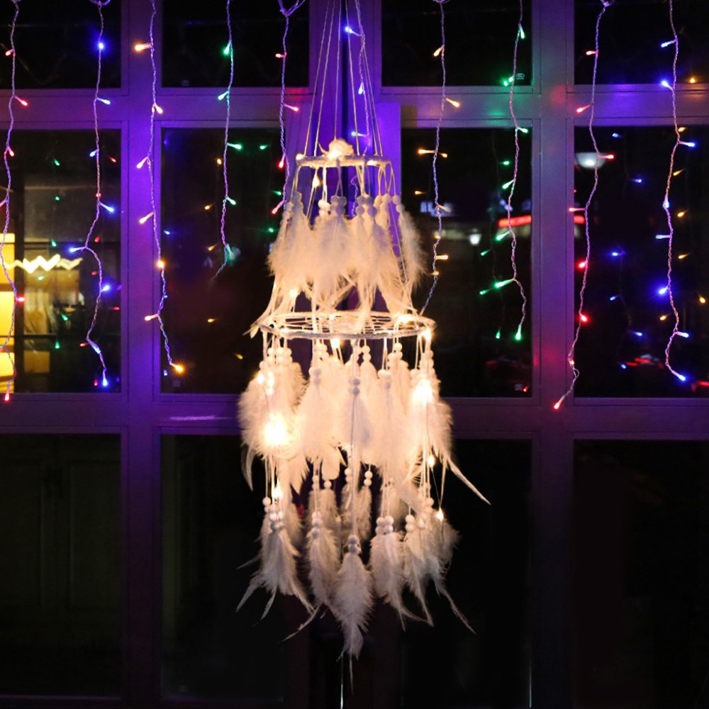 Cute Hanging Dreamcatcher Wind Chimes Pendant for Girl Room Decor Lighted - Image 3