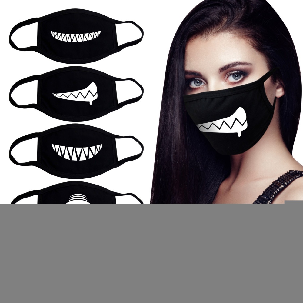 Men Women Riding Cotton Mask Dust-proof Fashion Black Facial Expression Teeth Warm KZ-3015 - Image 3