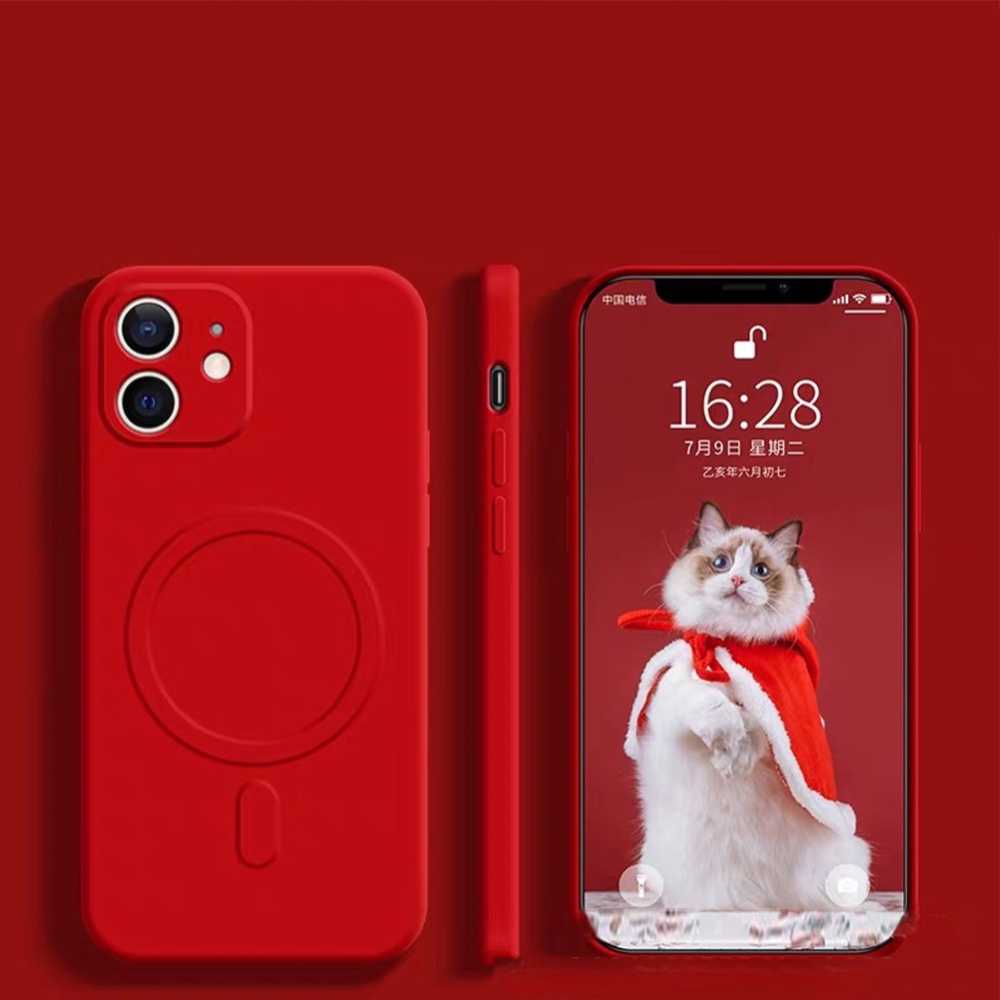 Mobile Phone Case Magnetic Fast Wireless Charging Shockproof Protective Cover Anti-fingerprint Compatible For Iphone red iPhone14 - Image 3