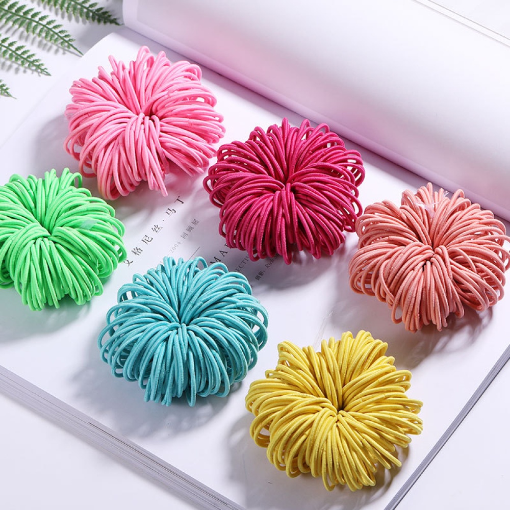 100 Pcs Hair Rope Cute Elastic Ring Headband for Girls Light color - Image 3