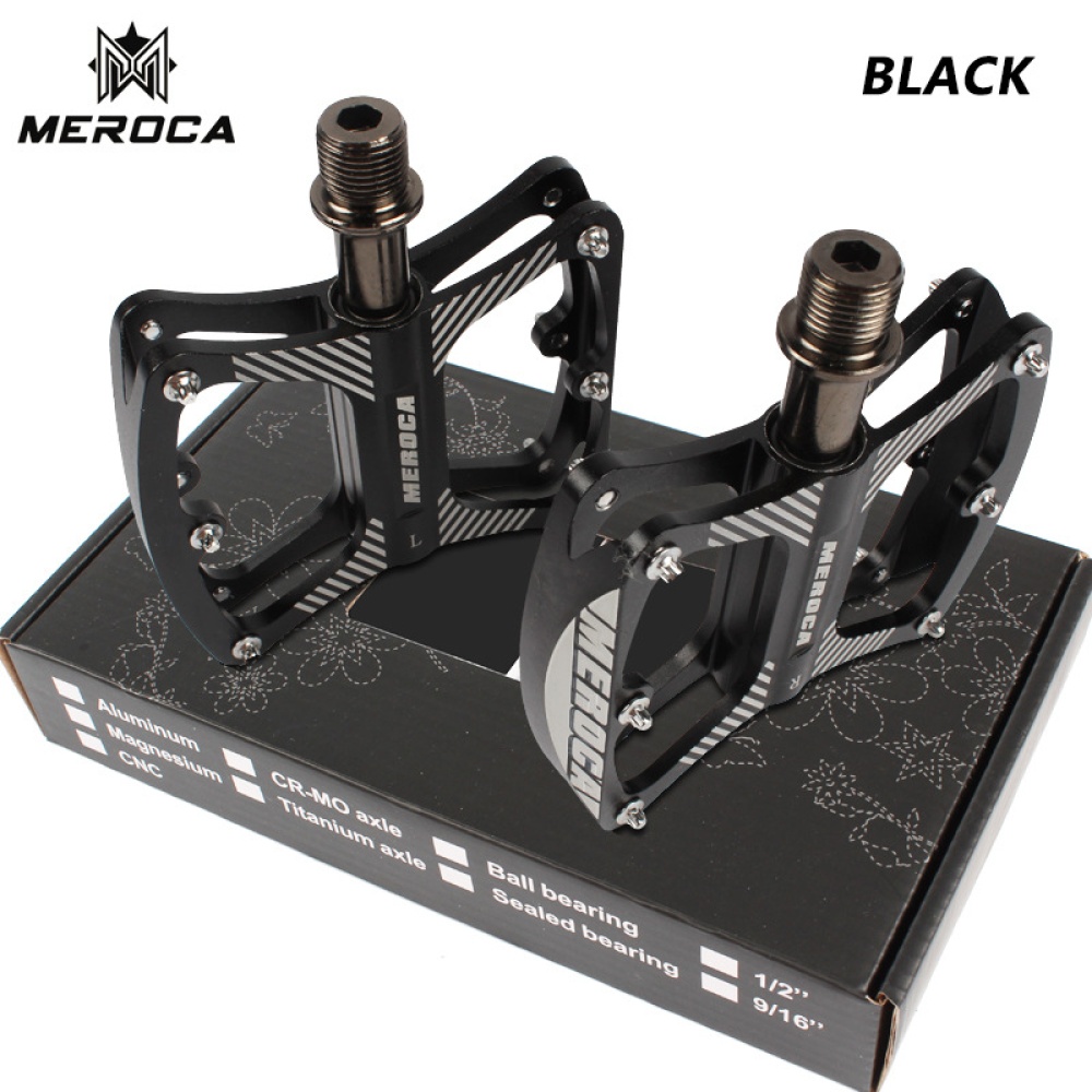 MEROCA Mountain Bike Pedal witn 3 Bearings Aluminum Alloy Bearing Ultra-light red - Image 3