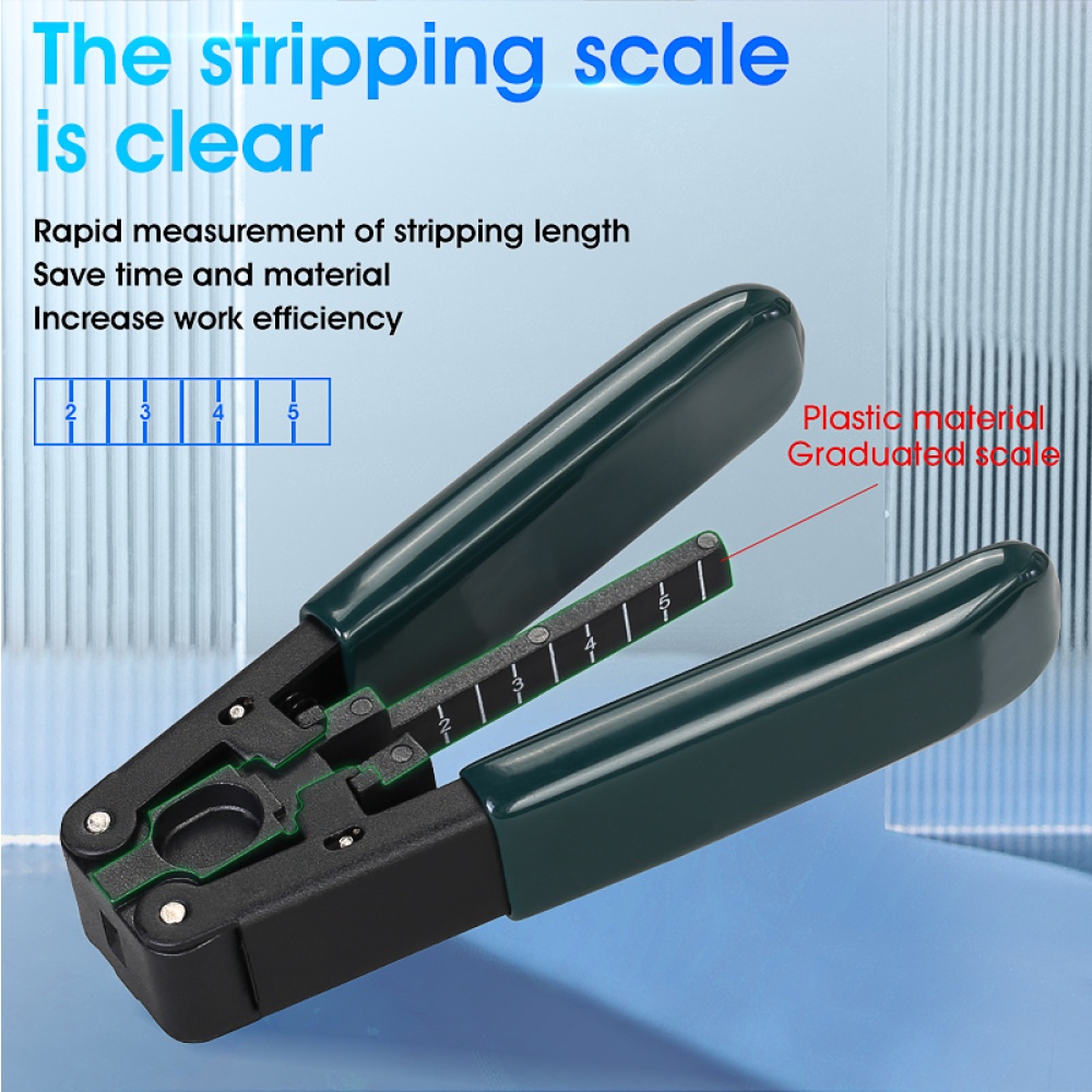 Fiber Optic Cable Stripper Glass Stripping Tool 3 x 2mm Fiberglass Pliers For Indoor Wiring black green - Image 2