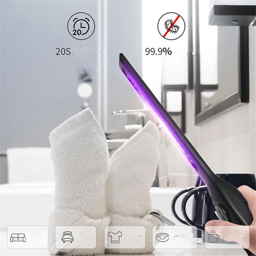 UV Light Sterilizer USB Charging LED Electric Sanitizer Disinfection UVC Lamp black - Image 3