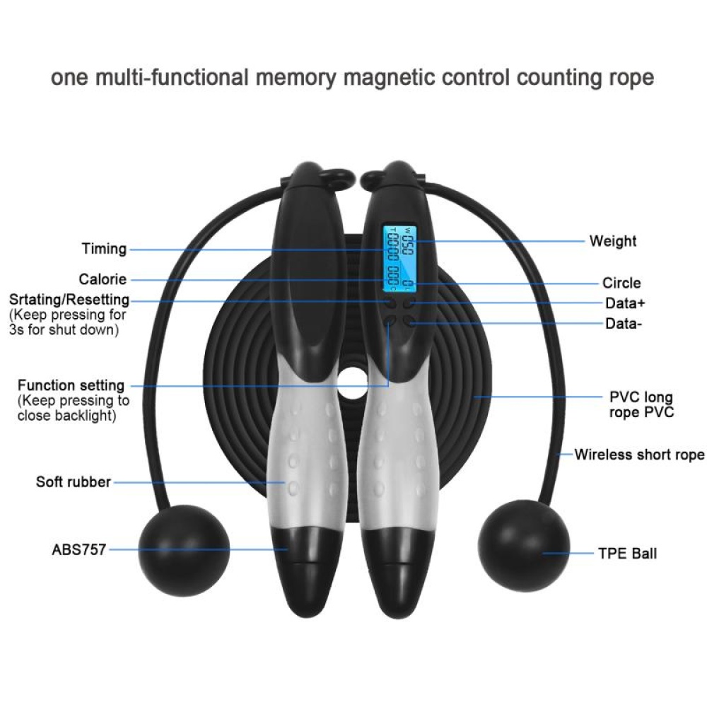 Electronic Digital Adult Skip Rope Calorie Consumption Professional Fitness Body Building Exercise Jumping White and green - Image 3