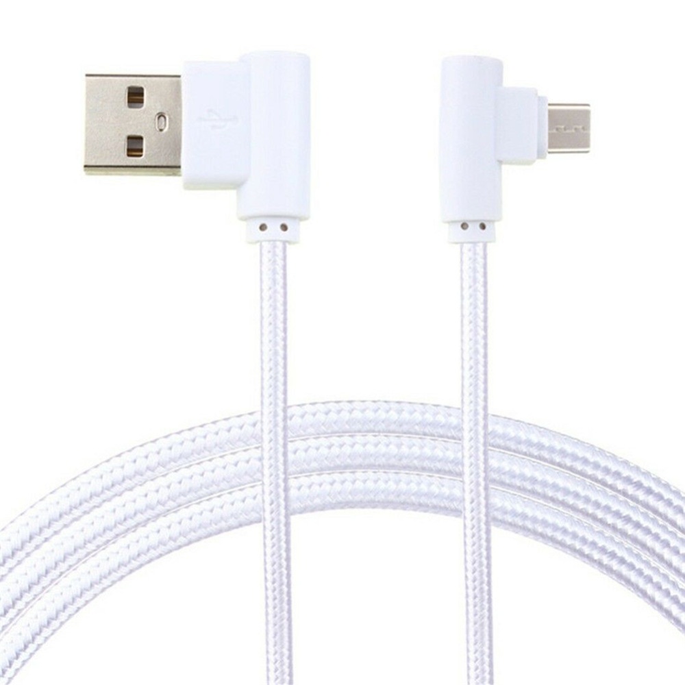 Braid USB Nylon Charging Cable L Shape Line for Type-c Android Xiaomi micro (white) - Image 2