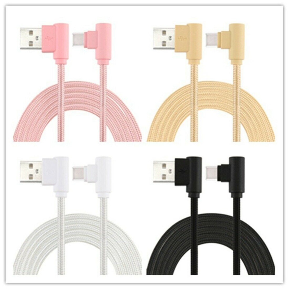 Braid USB Nylon Charging Cable L Shape Line for Type-c Android Xiaomi micro (white) - Image 3