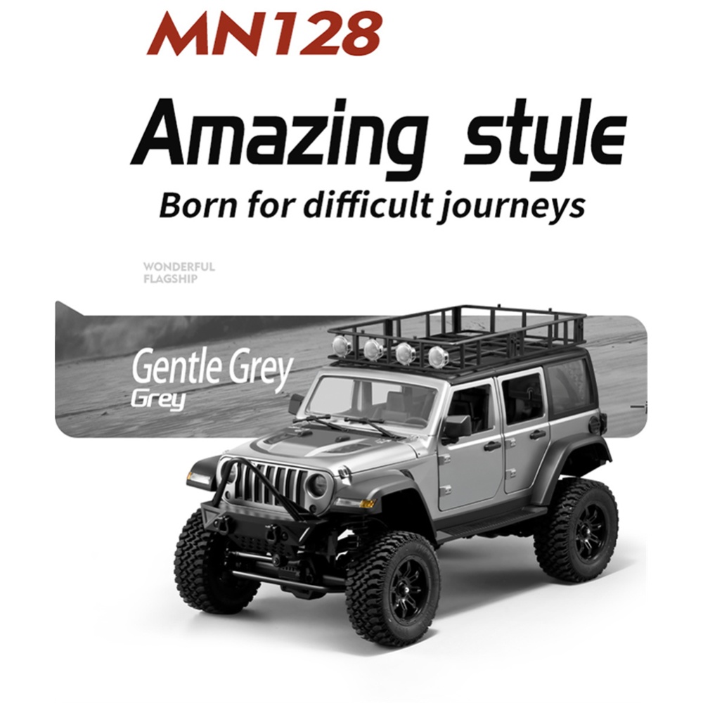 Mnrc Mn128 1:12 Remote Control Car 2.4g 4wd Rock Crawler Climbing RC with Led Light Black - Image 3