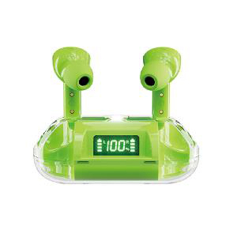 Tws Wireless Bluetooth 5.3 Headphones Translucent Design Hifi Stereo Binaural Sports Headset green