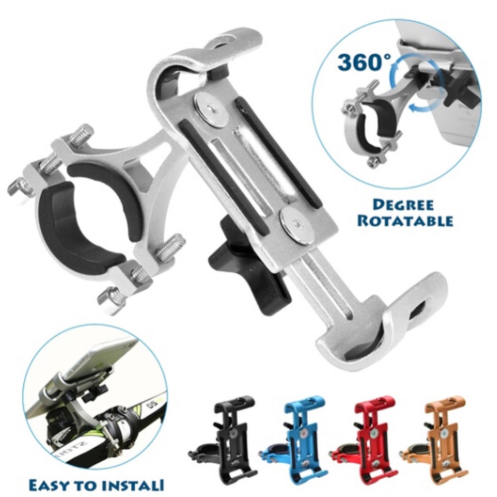 Aluminum Alloy 360 Degree Rotation Bike Bicycle Handlebar Stand Mount Holder for Mobile Cell Phone black_360 degree rotation - Image 3